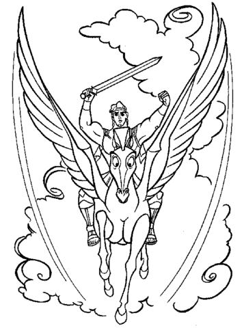 Pegasus With Hercules  Coloring Page